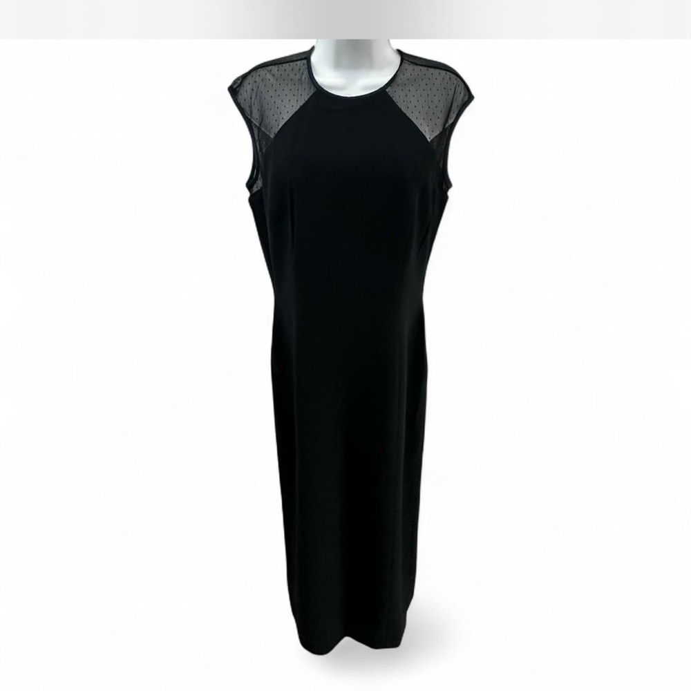 Vintage Ann Tijan for Kenar Black Dress with Sheer Accents 100% Silk Size 12